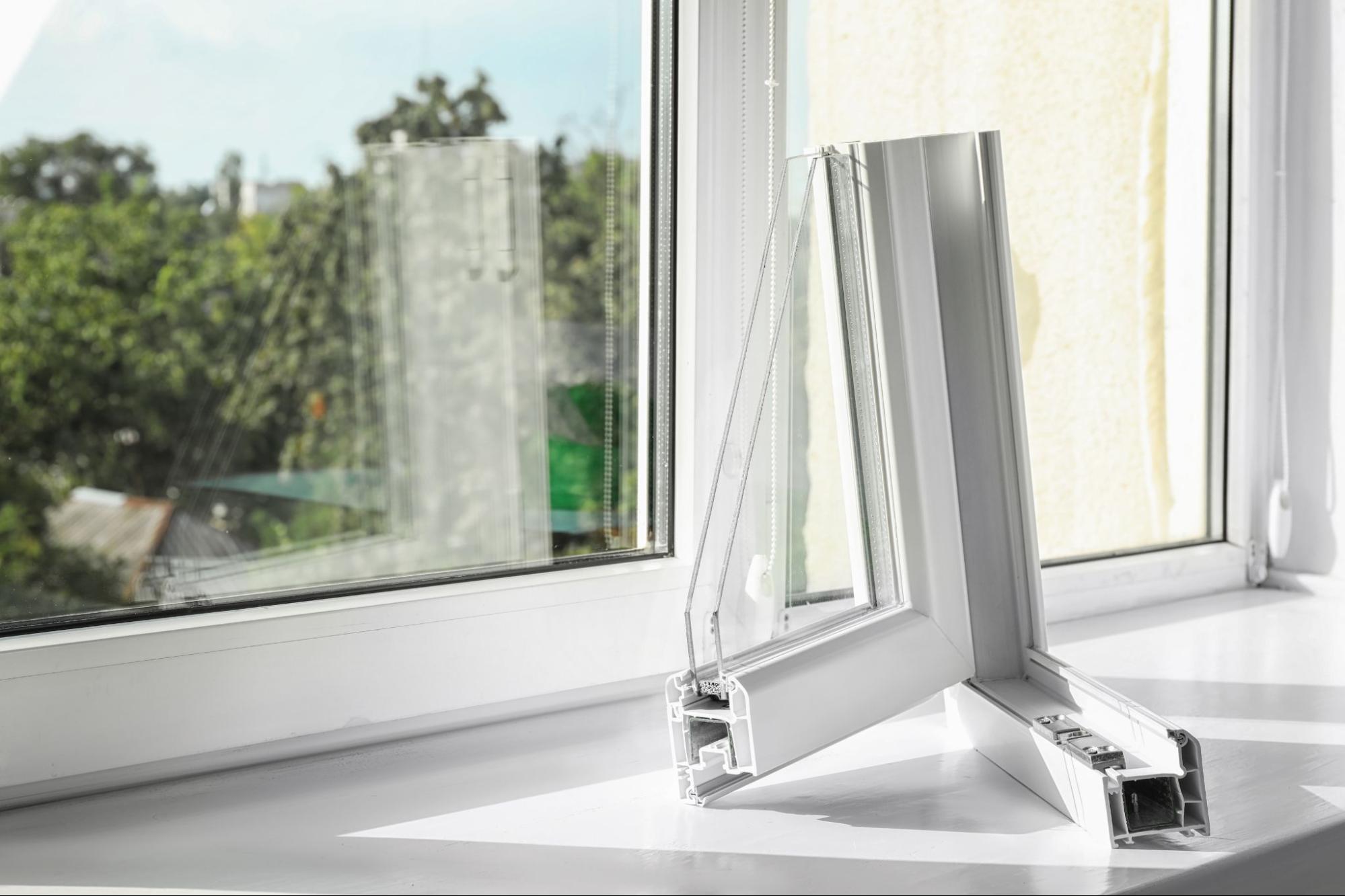 Close-up van een PVC-raamprofiel